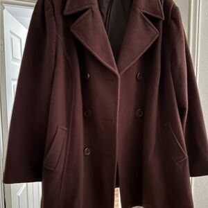Chadwicks Double-Breasted Dark Brown Pea Coat
